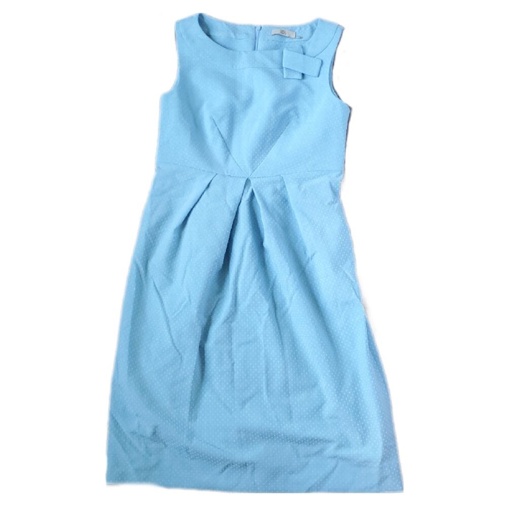 Orla Keily bow tie scoop neck textured dotted sleeveless sheath dress 6